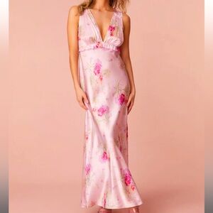 LoveShackFancy Suniva Silk Charmeuse Slip Dress Size 8 Bombay Pink